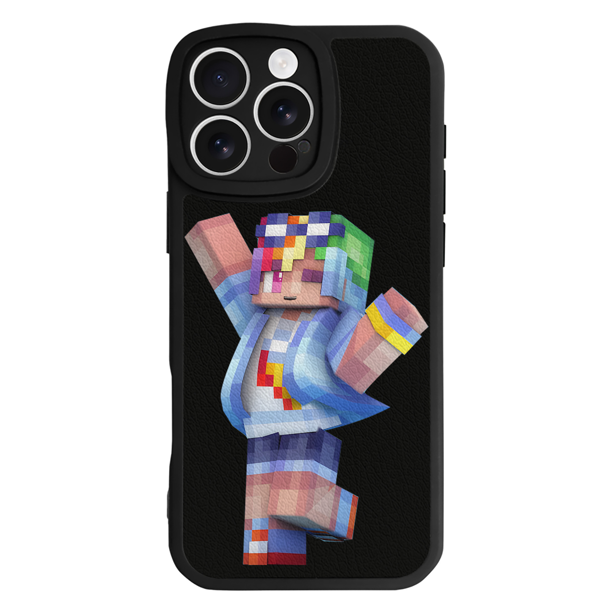 （画像用） マインクラフト ブロックの世界 Minecraft MC Block world 【iPhone 16シリーズ対応】シリコンスマホケース（レザー調） 材質：シリコン